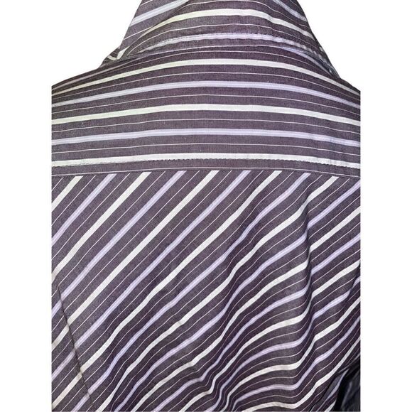 Gap Plum Striped Button Down Tailored Fit Long Sleeve 100% Cotton Top Size Mediu - Picture 8 of 9